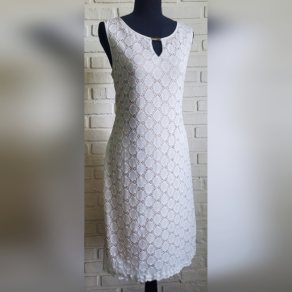 Ronni Nicole Lace Keyhole Sleeveless Sheath Dress Ivory White Summer Size 12 - Picture 12 of 12